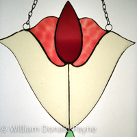 Artisan copper foil stained glass art by Don & Carolyn Payne, 7 x 13 inches, $79