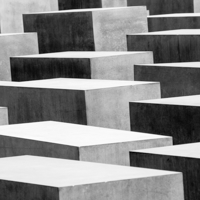At the Holocaust Museum in Berlin simple stones convey their message in an Escher-like pattern.