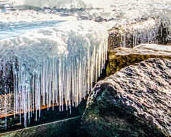 Winter on the Niagara Escarpment can create its own miniature frozen falls.
