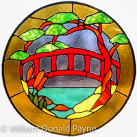 Artisan copper foil stained glass art by Don & Carolyn Payne, 16-inch diameter, $199
