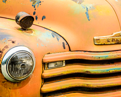 An aged patina adds to a classic automotive design.